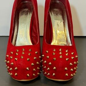 Rolo Bella Red Studded / Spiked 6” Heels - Size 9